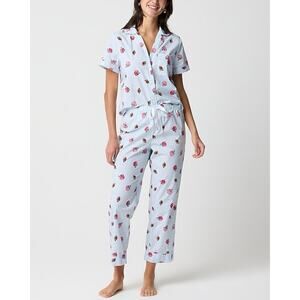 J. Crew Short-sleeve printed woven top and cropped pant pajama set Football